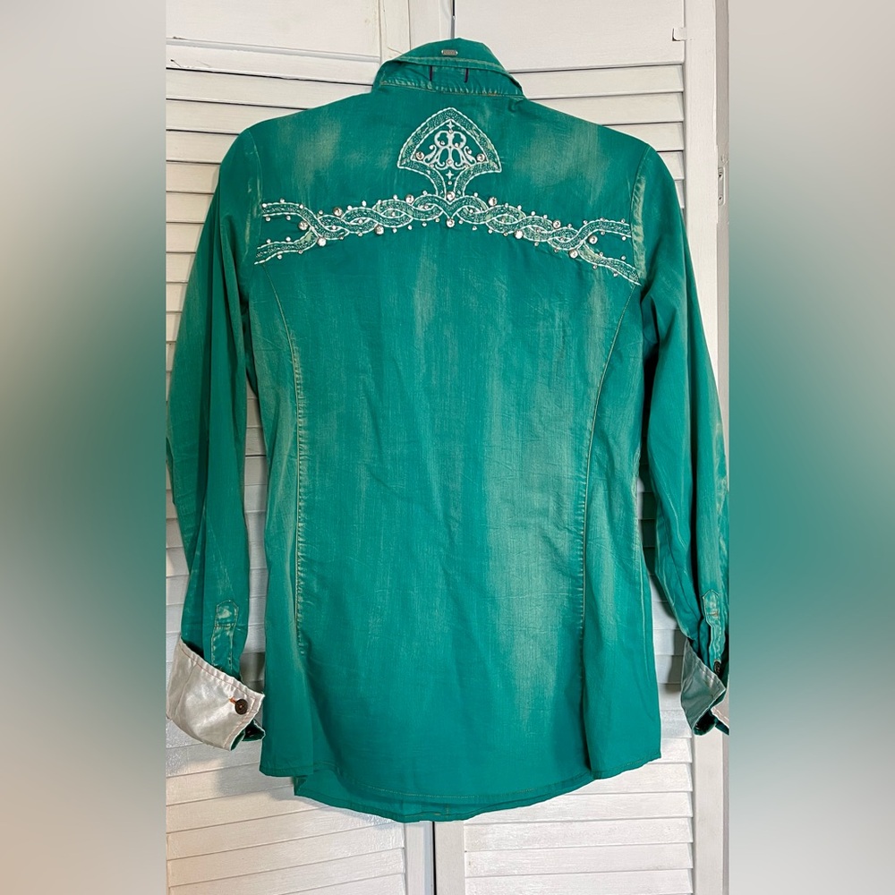 AUTHENTIC Y2K ROAR shirt TEAL SIZE MEDIUM - Picture 3 of 3